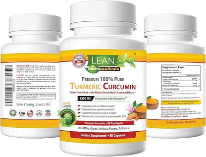 Turmeric Curcumin with Black Pepper Bioperine 2300 mg, 90 Capsules
