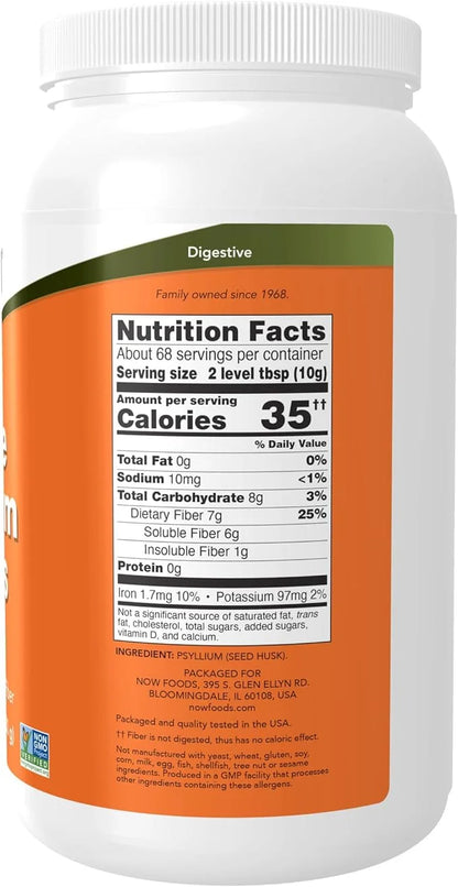 NOW Supplements, Whole Psyllium Husks, Non-GMO 24-Ounce