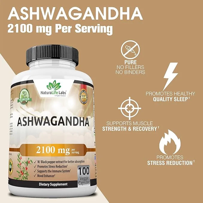 Organic Ashwagandha 2,100 mg 100 Vegan