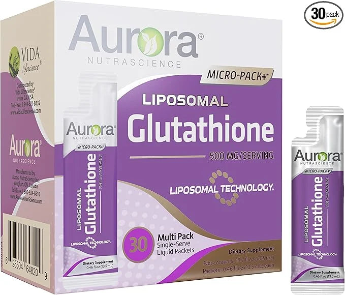 Aurora Nutrascience Micro-Liposomal Liquid Glutathione, Immune System Support, Antioxidant, 500 mg per Serving (10mL), 30 ...