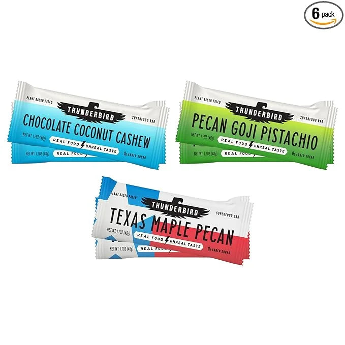 Thunderbird Bars Energy Snack, Gluten-Free with Protein, Healthy Real Food, Vegan Paleo Non-GMO, No Added Sugar, Variety F...