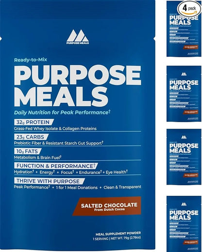 Meal Replacement Shake Powder, Grass Fed Whey Protein Isolate & Collagen, Prebiotics Gut Health, Electrolytes, Organic Mus...