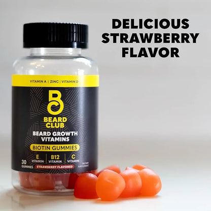 The Beard Club Biotin Beard Growth Vitamin Gummies - Beard and Hair Supplement for Men - Vitamins B12, E, & C to Support a...