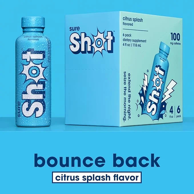 Sure Shot Recovery Drink, Citrus Splash (6 Pack) - Feel Better After Drinking, Wake Up Refreshed - Premium Hydration Bever...