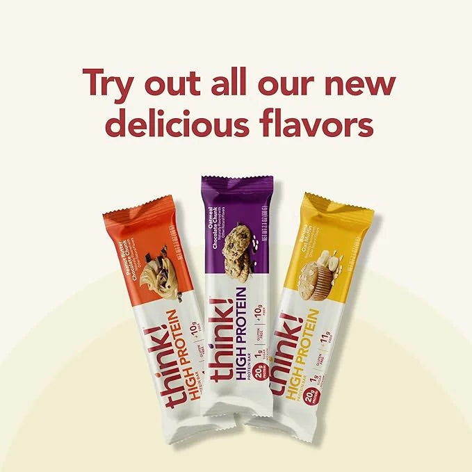 think! Protein Bars, High Protein Snacks, Gluten Free, High Fiber, Banana Oat Muffin, 10 Count - Product Image