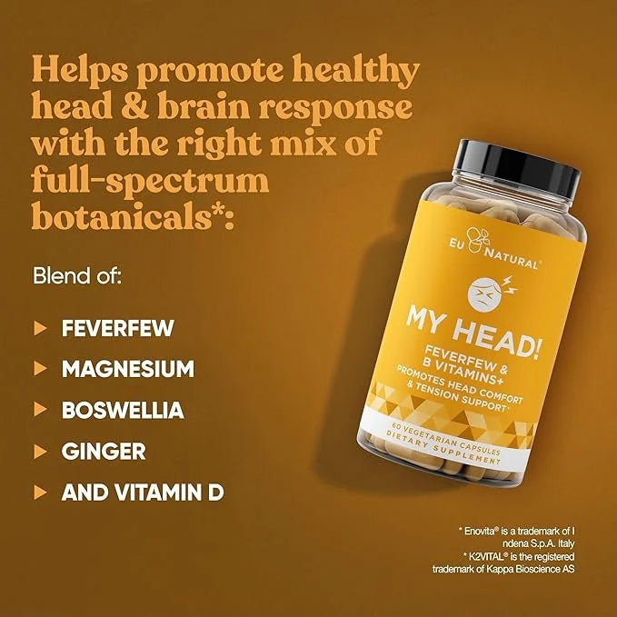 My Head! Headache Vitamins – Sensitivity, Tension, Comfort, Healthy Head Function for A Clear Mind – Fast acting Magnesium...