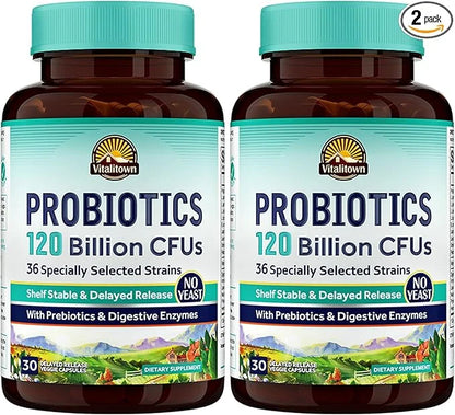 VITALITOWN Probiotics 120 Billion CFUs 36 Strains, 60 Delayed