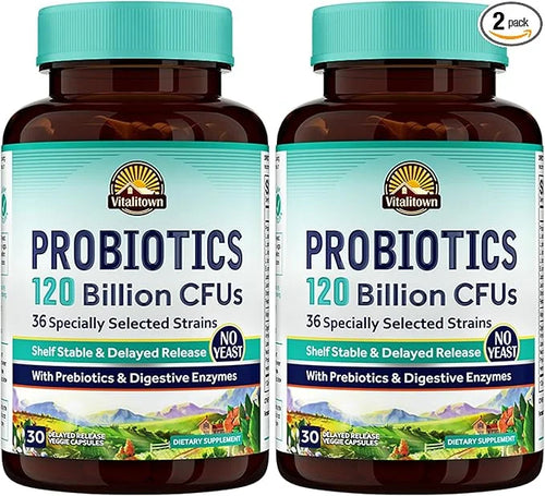 VITALITOWN Probiotics 120 Billion CFUs 36 Strains, 60 Delayed