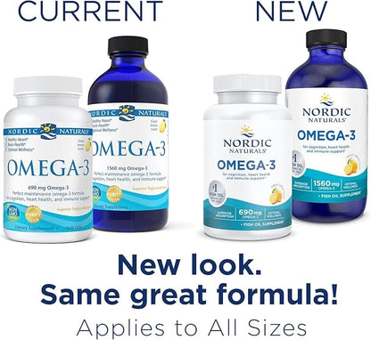 Nordic Naturals Omega-3, Lemon Flavor 8 oz 1560 mg Omega-3 - 48 Servings