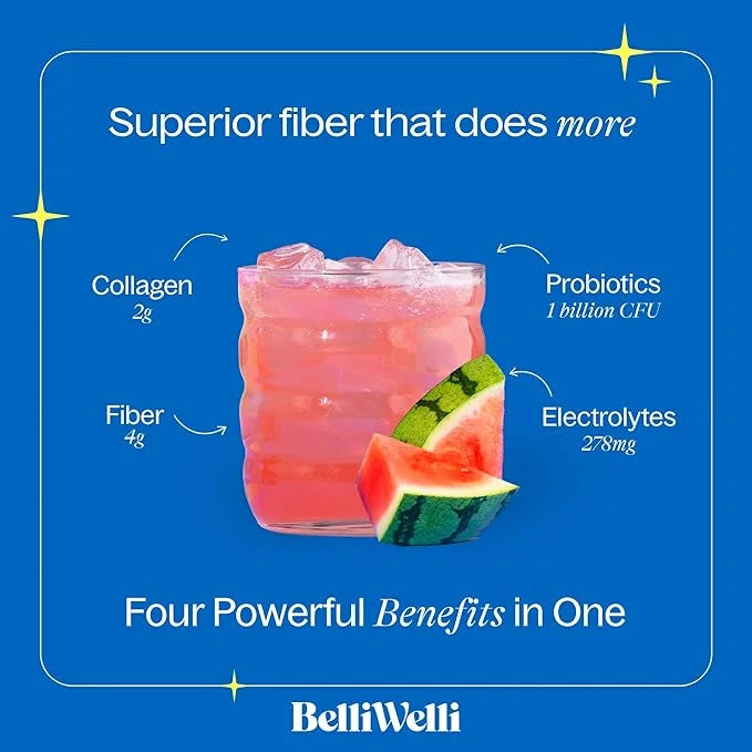 Daily Fiber Supplement Powder with Collagen, Probiotics & Electrolytes | Supports Digestive Health, Gut Balance & Debloati...