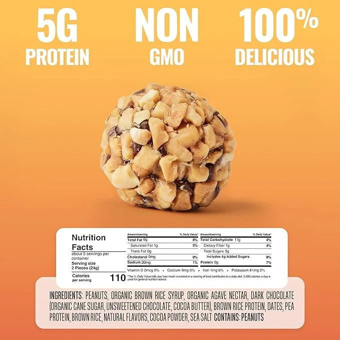The Gluten Free Brothers Dark Chocolate Peanut Butter Bites - Gluten Free Protein Balls – Non GMO, Soy Free, Vegan – Snack...