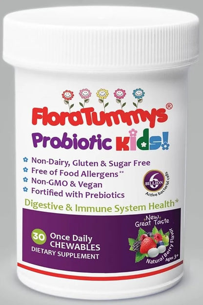 Kids Chewable Probiotic Prebiotics: Non-Dairy, Gluten Flavor(1 Bottle)