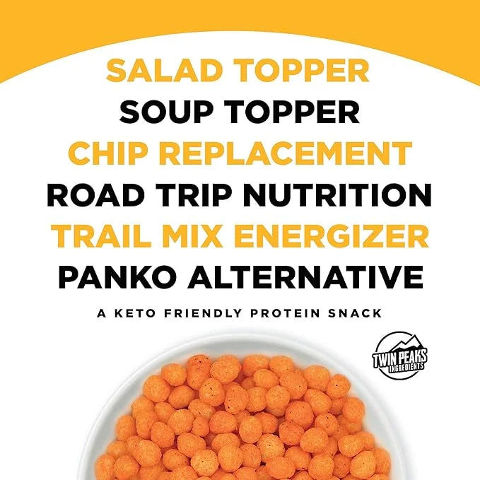 Twin Peaks Protein Puffs - (Nacho Cheese), Keto Friendly, Low Carb Snack (300g, 21g Protein, 2g Net Carbs, High Protein, H...