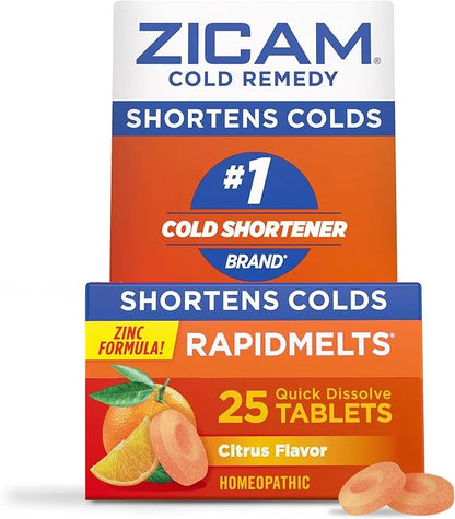 Zicam Cold Remedy Zinc Rapidmelts, Citrus Flavor, 25 Count (Pack of 1) - Product Image