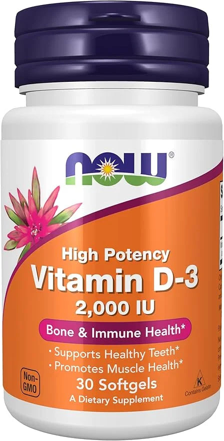 NOW Supplements, Vitamin D-3 2,000 IU, 30 Softgels