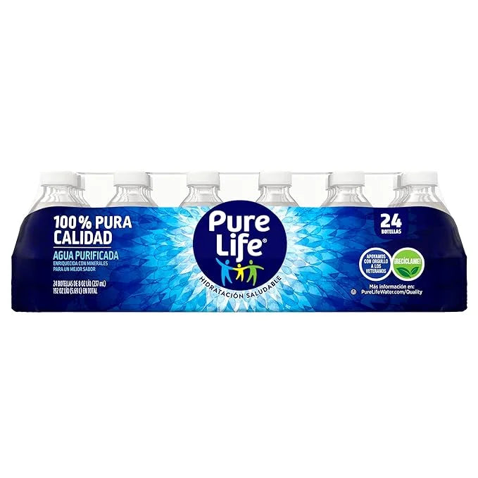 Pure Life Purified Water Bottles, 24 Pack - Still Bottled Water Enhanced with Minerals for a Crisp Taste, Plastic Bottles ...