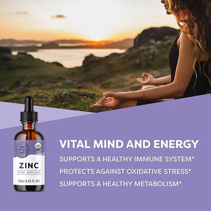 Vimergy Organic Liquid Zinc, Travel Size - 27 Servings – Alcohol Free Zinc Sulfate – Supports Immune Health & Metabolism –...