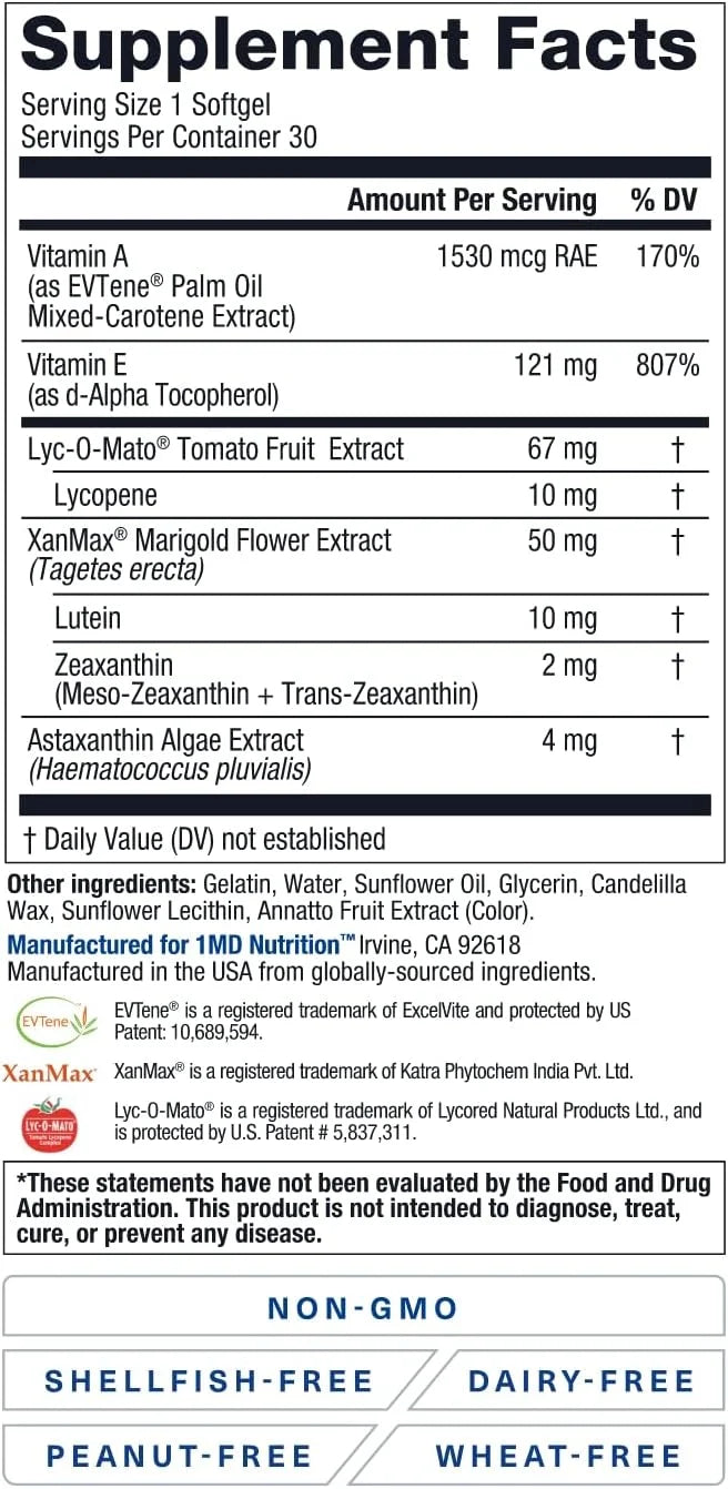 1MD Nutrition VisionMD Eye Vitamin CARMIS 60 Softgels (2-Pack)
