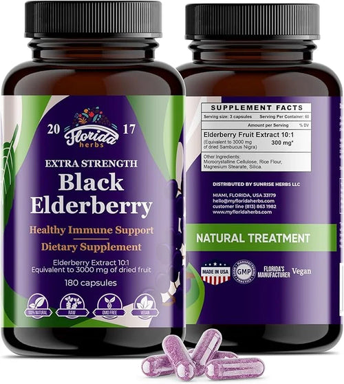 Black Elderberry Capsules 180 Count