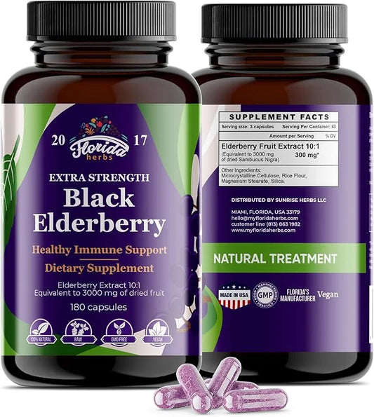 Black Elderberry Capsules 180 Count