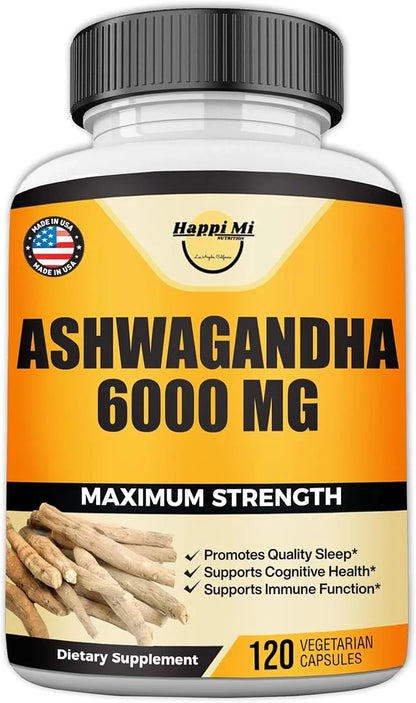 Ashwagandha Root Extract 6000mg per Serving, 120 Vegan 60 Servings