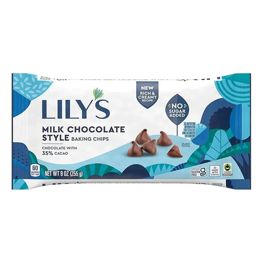 LILY'S Milk Chocolate Style No Sugar Added, Baking Chips Bag, 9 oz - Product Image