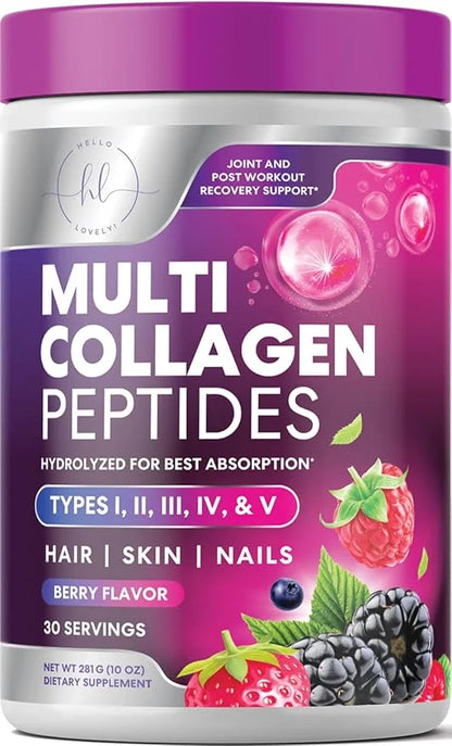 Multi Collagen Peptides Powder, Hydrolyzed Collagen 30 Servings