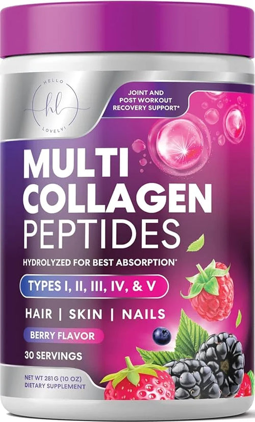 Multi Collagen Peptides Powder, Hydrolyzed Collagen 30 Servings