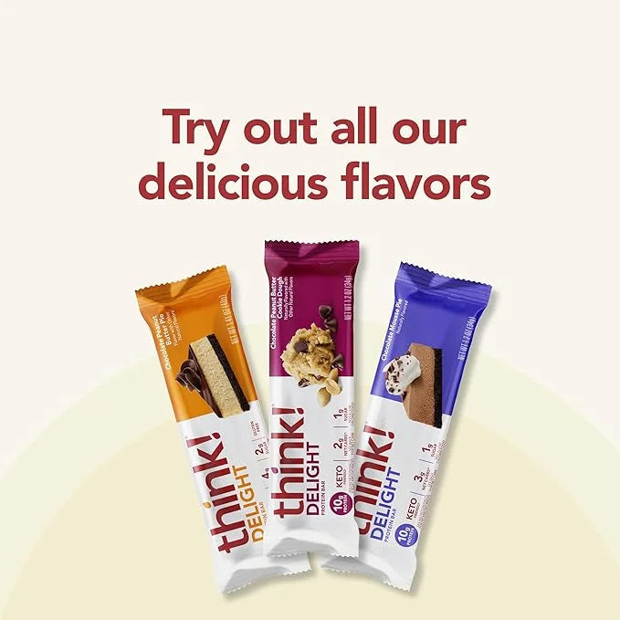 think! Keto Protein Bars, Healthy Low Carb, Low Sugar, Gluten Free Snack with No Artificial Sweeteners, 4G Net Carbs & 10G...