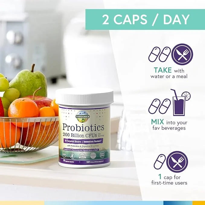 Terranics Daily Probiotics for Men & 200 Billion 36 Strains 60 Veggie