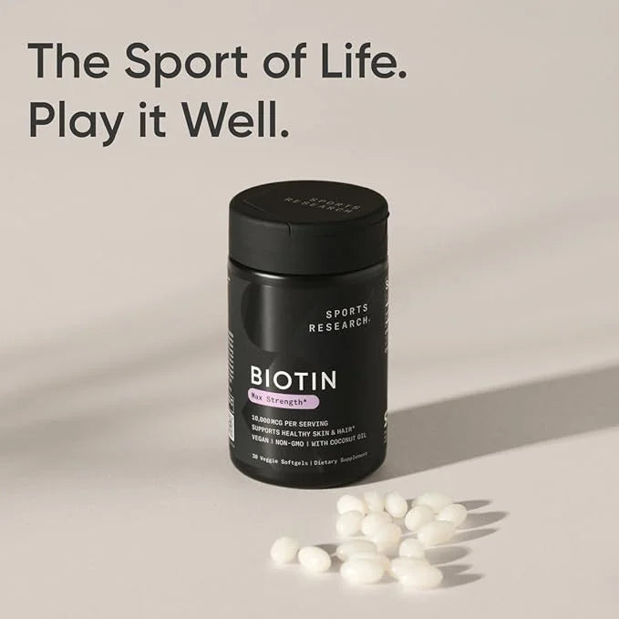 Sports Research Vegan Biotin 10,000mcg B7 for 30 Softgels