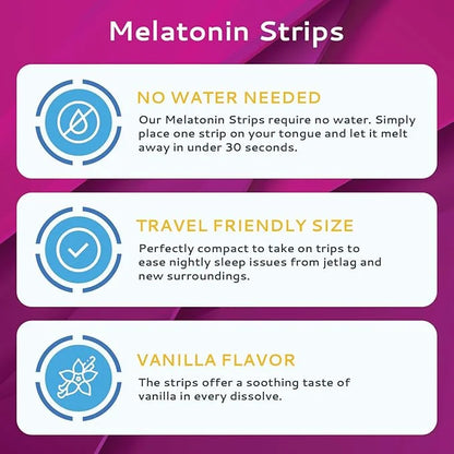 100 Oral Sleep Strips | Quick-Dissolving 3mg Melatonin Strips | Works Faster Than Gummies | Relaxation Sleep Supplements f...