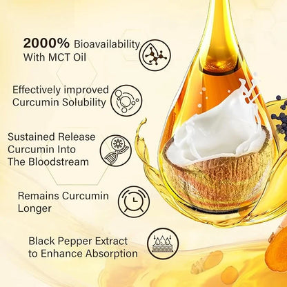 Turmeric Gummies 1000mg w/MCT Oil C8 C10, Organic Antioxidant, Sugar Free Turmeric Curcumin Supplement + Black Pepper Extr...