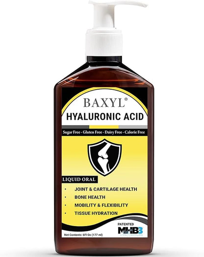 BAXYL® - Liquid Hyaluronic Acid for Joint Relief Supplement (Vegan, Gluten-Free, Non-GMO, Patented Oral MHB3) | 6 Oz, 36 D...