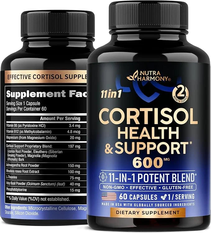 Cortisol Supplement for Women - Natural Based Hormone Balance - Ashwagandha | Rhodiola | Holy Basil | L-Theanine - Mood, F...
