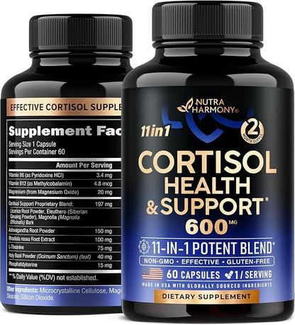 Cortisol Supplement for Women - Natural Based Hormone Balance - Ashwagandha | Rhodiola | Holy Basil | L-Theanine - Mood, F...