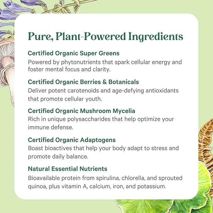 PURE SYNERGY Superfood Capsules | Organic Superfood & Greens Supplement | Whole Food Capsules with Super Greens, Spirulina...