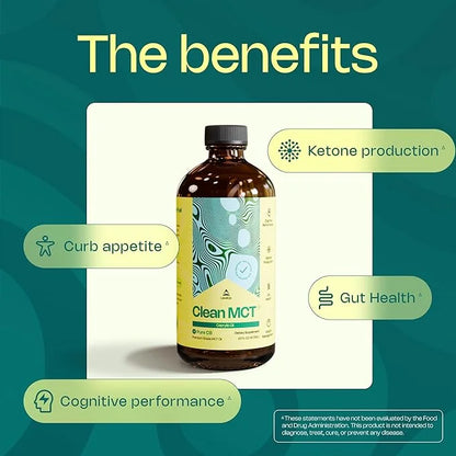 LevelUp Clean MCT Oil - 100% Caprylic C8 for Energy, Focus, Weight Management, Gut Health, Brain Superfuel - Keto Suppleme...