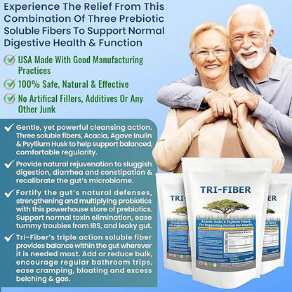 Kidney Restore Tri-Fiber Soluble Fiber Powder, 3-in-1 Soluble 1 lbs (16oz)