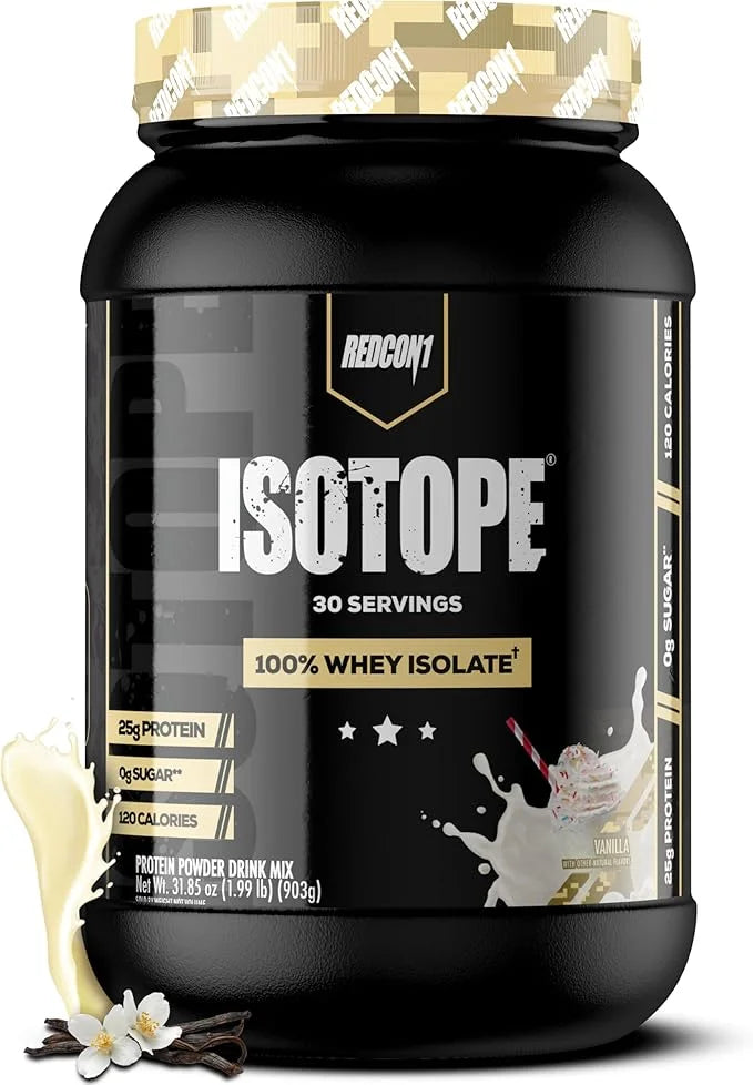 REDCON1 Isotope 100% Whey Isolate, Vanilla - Keto Friendly Whey Protein Powder - Low Carb + Sugar Free Whey Protein Isolat...