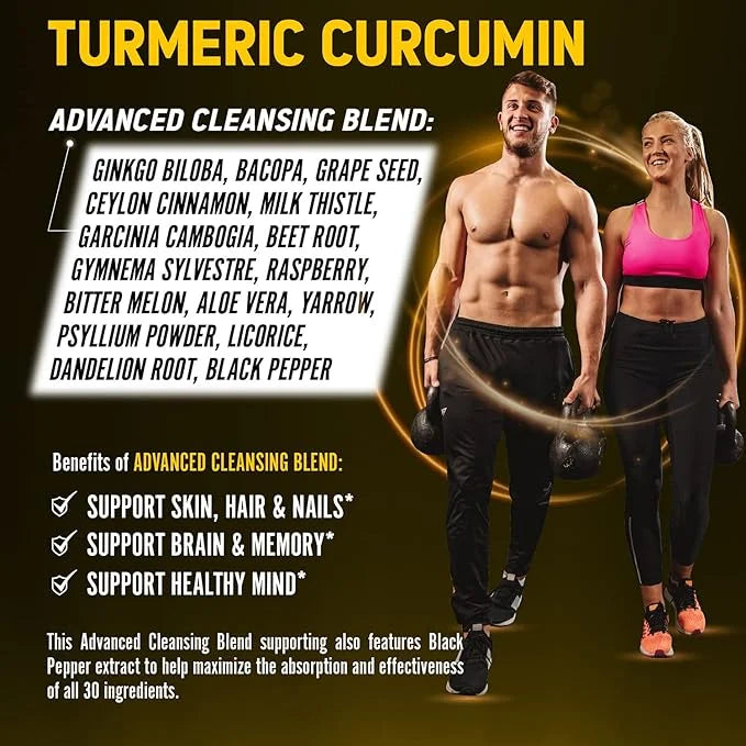 30 in 1 Turmeric Curcumin + 95% Curcuminoids, 20000mg, with 90 Capsules