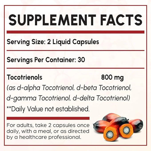 Tocotrienol Supplement Full Spectrum, Cutting-edge Fusion 800mg,Powerful Antioxidant,Cardiovascular,Highest 60 Liquid-Filled