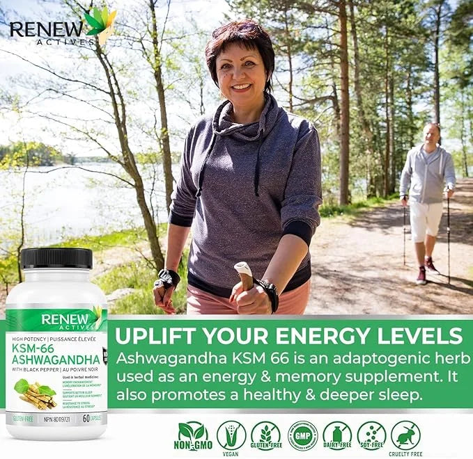 Renew Actives Ashwagandha KSM-66 Capsules 60 Capsules