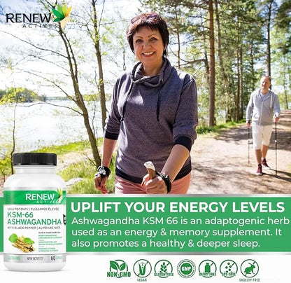 Renew Actives Ashwagandha KSM-66 Capsules 60 Capsules