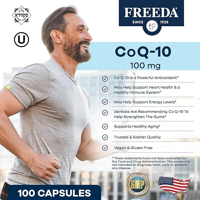 Freeda CoQ10 100mg 10 100mg 100mg - 10 Supplement Q10 Supplement Q-10 CQ10 CQ10 Heart CoQ10 Capsules (100Ct)