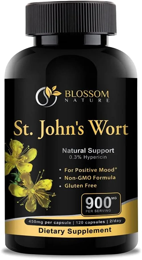 St Johns Wort 900mg-Mood Support Supplement*-Calm Supplements*-120 Vegetable Capsules(2 Month Supply),450mg of Perforatum)...