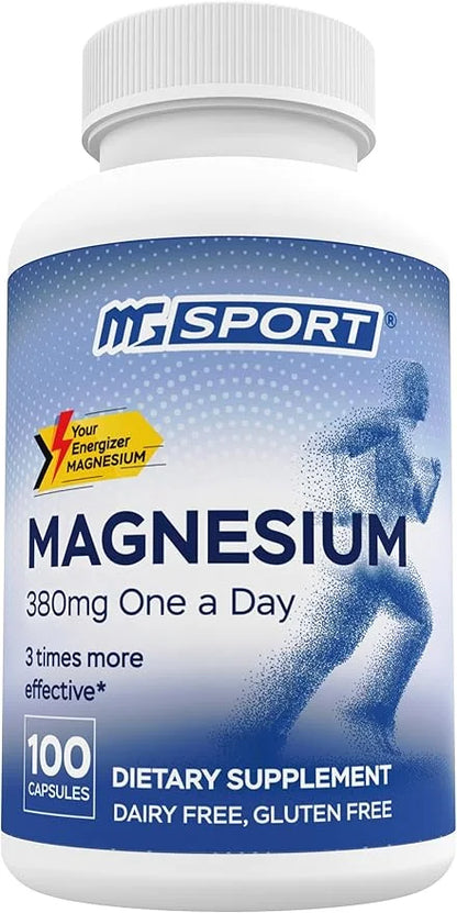Magnesium Supplement Complex MGSPORT - High Absorption Supplement with Vitamins B6, D, E - Relieves Leg Cramps & Muscle Su...