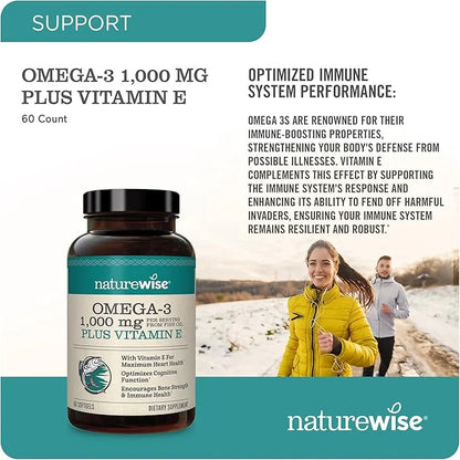 NatureWise Extra-Strength Omega 3 Fish Oil Supplement 1000mg per 600 EPA 400 DHA 360 Softgels[6-Month Softgels[6-Month Sup...