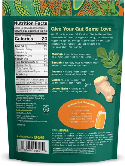 Kuli Kuli Gut Bliss Superfood Powder [6 oz] - Powerful Blend of Organic Moringa, Baobab, Lucuma, Ginger and Lemon Balm - P...