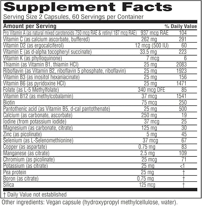 Vitanica Vegan Symmetry, Non-GMO Vegan Multivitamin 120 Capsules